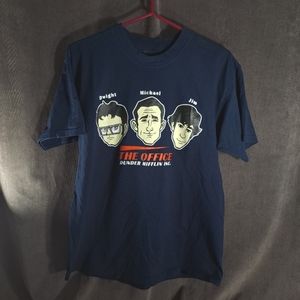 The Office Dwight Michael and Jim Animated Dark Blue Graphic Tee VG+ L